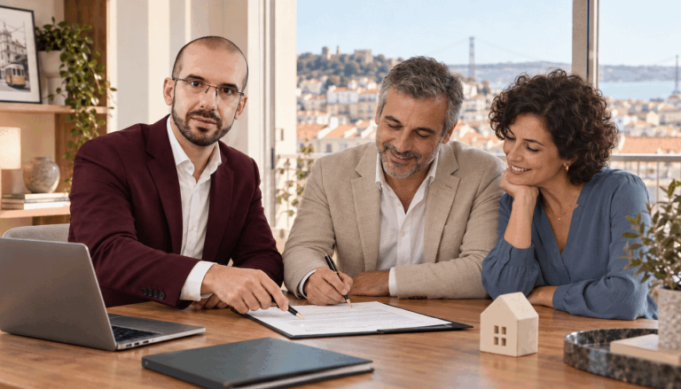 Nuno Leite acompanha um casal na assinatura dos documentos para comprar casa em Lisboa